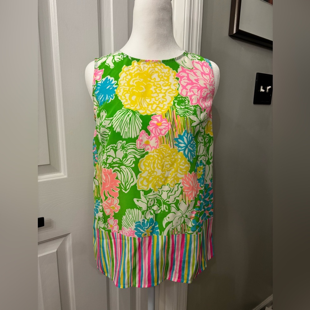 Lilly Pulitzer Iona Shell 100% Silk Sleeveless Tank Top Size XS